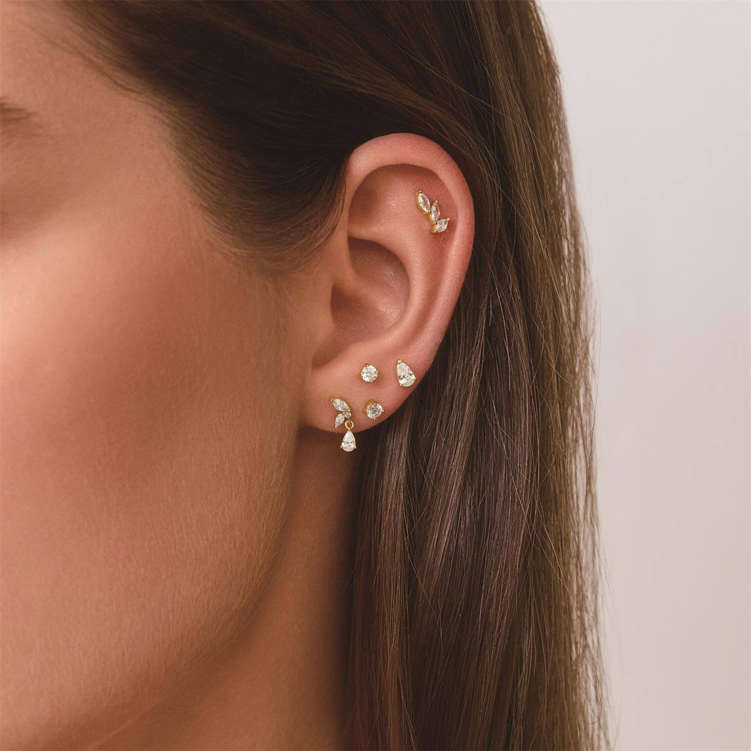  Ear Edit - Ear studs - Silver / 14kt GP - Zirconia